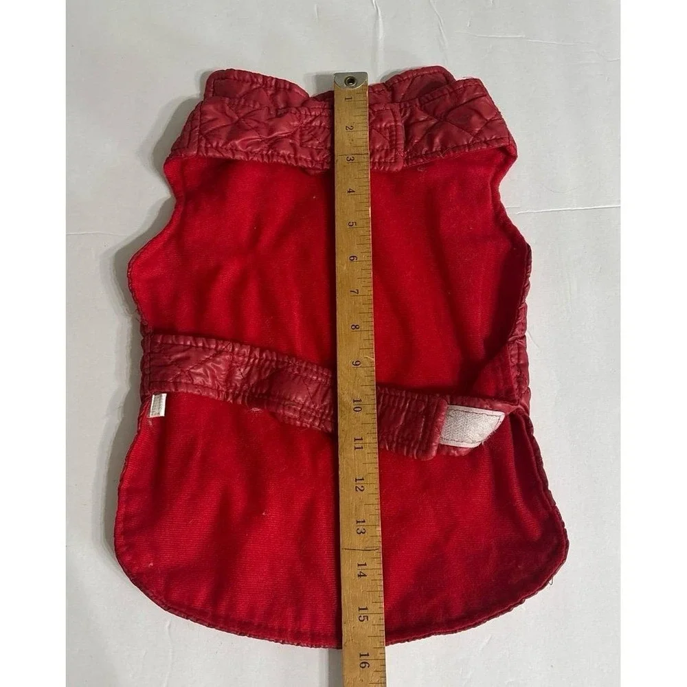 Dog Red Quilted Winter jacket with Gold Buttons (Small/Medium)
